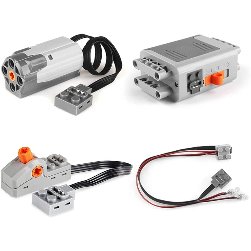 

4Pack Technology Power Function Motor Building Block Part Kit 1 Medium Motor, 1 Battery Box, 1 Light Cable,1 Switch