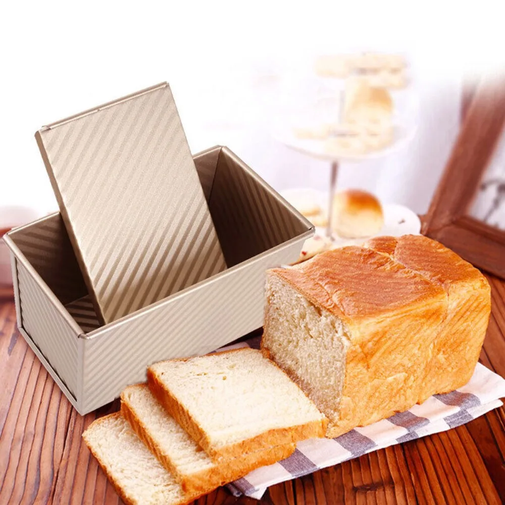 

Rectangle Non-Stick Kitchen W/ Lid Tin Pan Mold Toast Box Baking Tool Loaf Pan