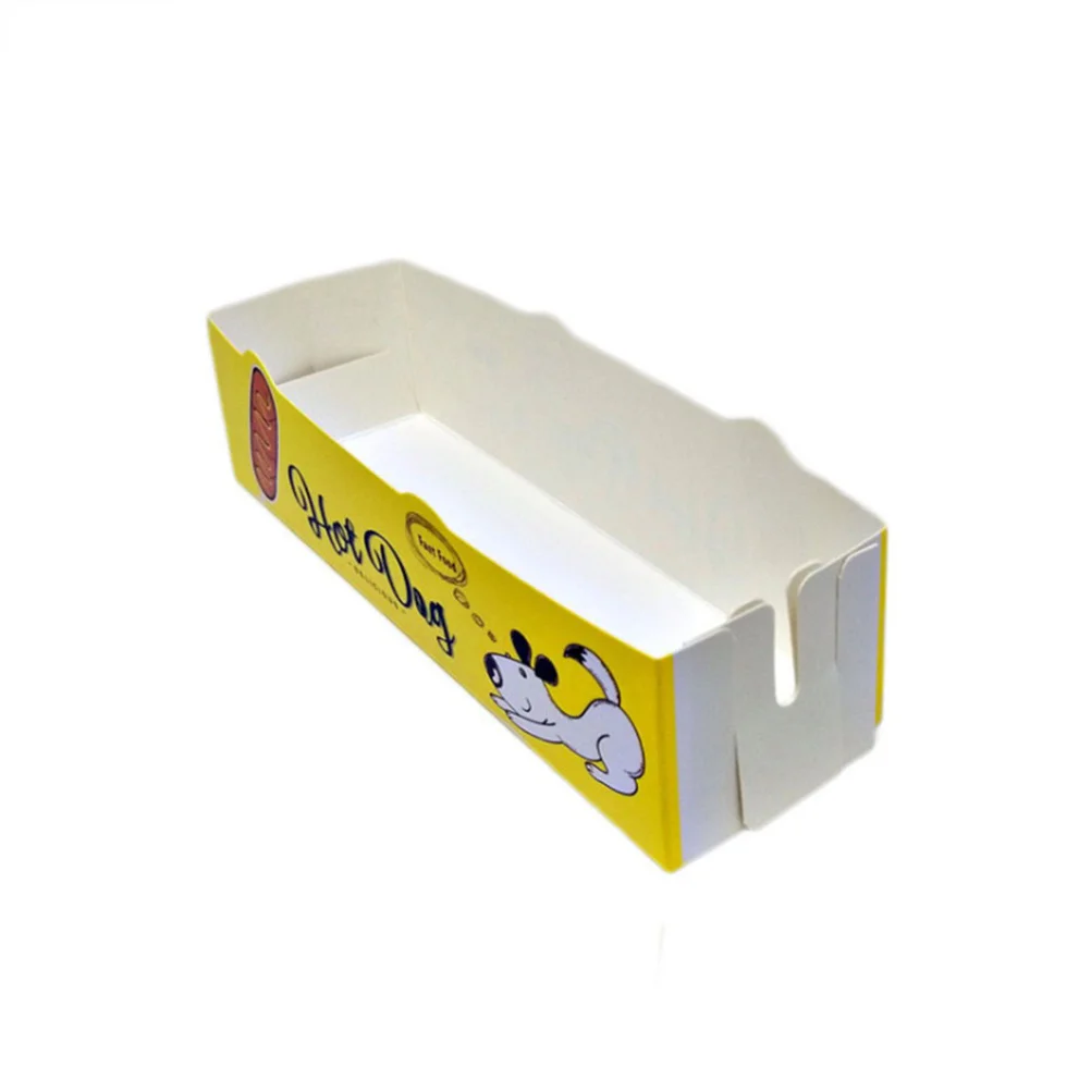 

50 шт. Одноразовый бумажный поднос для подачи еды, складной контейнер для закусок с покрытием, коробка для хот-догов, картофеля фри, курицы