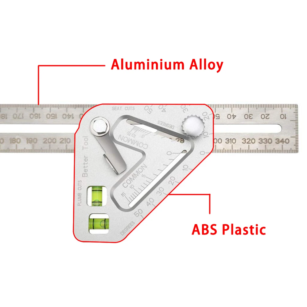 HILIXUN Woodworking ruler Aluminum alloy ABS leveler Triangular rule Multi angle measuring ruler Multi function tool images - 6