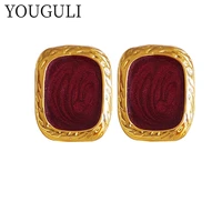 s925 needle modern jewelry red earrings popular style vintage temperament thick plated golden stud earrings for women gifts
