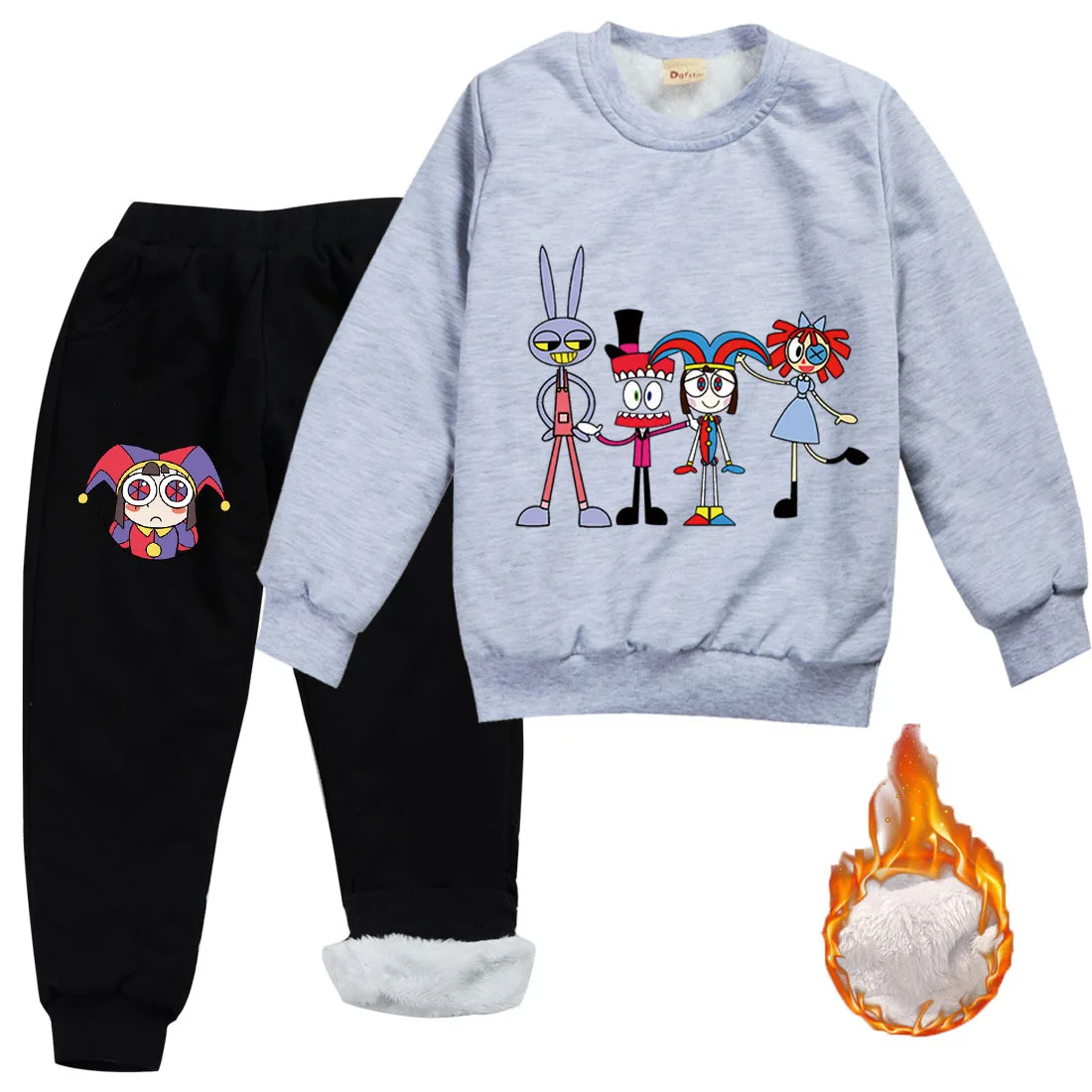 Amazing Digital Circus Clothes Kids Winter Warm Plush Sweatshirts Pants 2pcs Sets Baby Girls Pomni &amp Jax Tracksuit Boys Clothing
