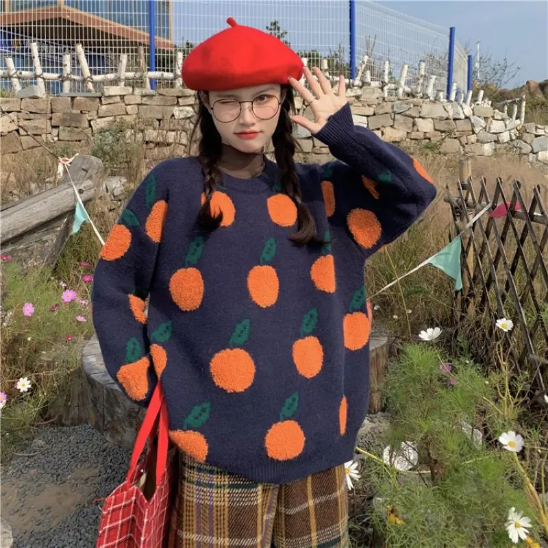 

Новинка 2022, осенне-зимний женский свитер, пуловер для уменьшения возраста, вязаная одежда в западном стиле ретро с напуском, бесплатная доставка