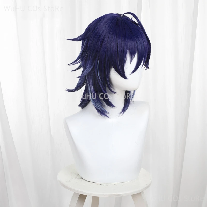 Genshin Impact Ororon Косплей Парик Игра Темно-Синие Короткие Волосы Натан Хэллоуин