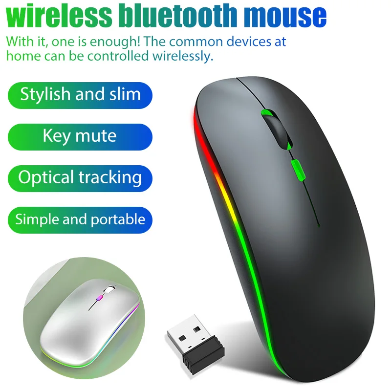 

Wireless Computer Mouse USB Rechargeable RGB Office Mice Dual Mode 2.4G Bluetooth Mause Ergonomic Gaming Mouse For PC Laptop Mac