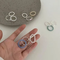 3pcsset acrylic ring set light color system resin beaded elastic rings bridal engagement women finger jewelry 2022 summer gifts