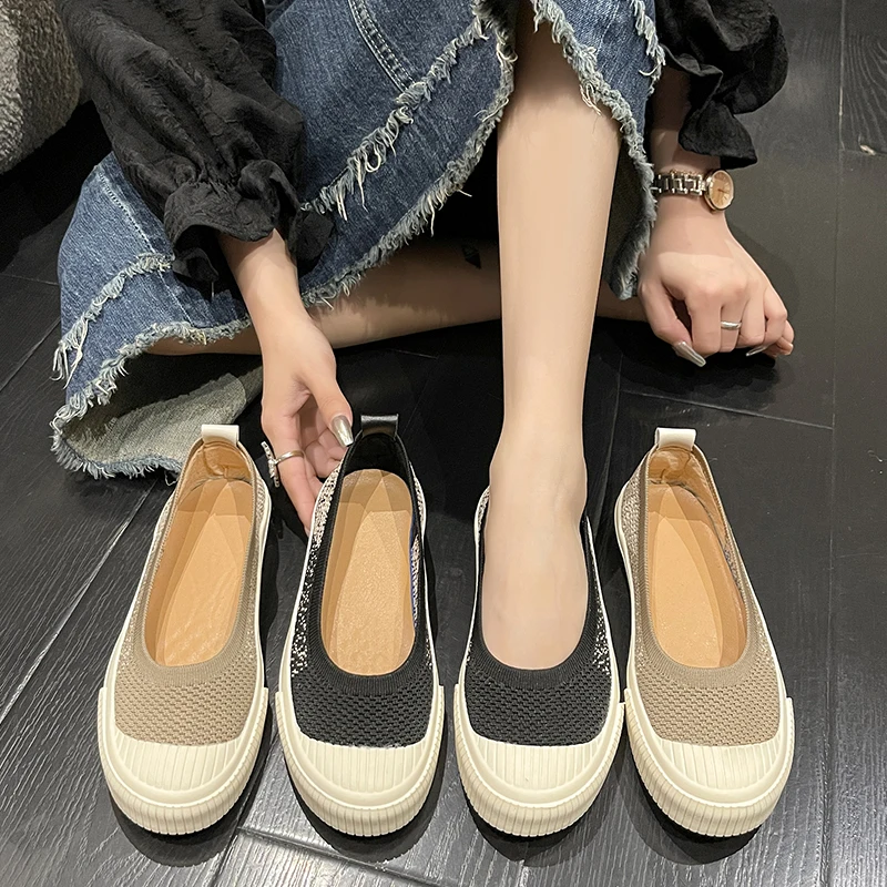 

Round Toe Shoes Woman Flats Casual Female Sneakers Espadrilles Platform Slip-on Loafers With Fur Autumn Dress New Moccasin Slip