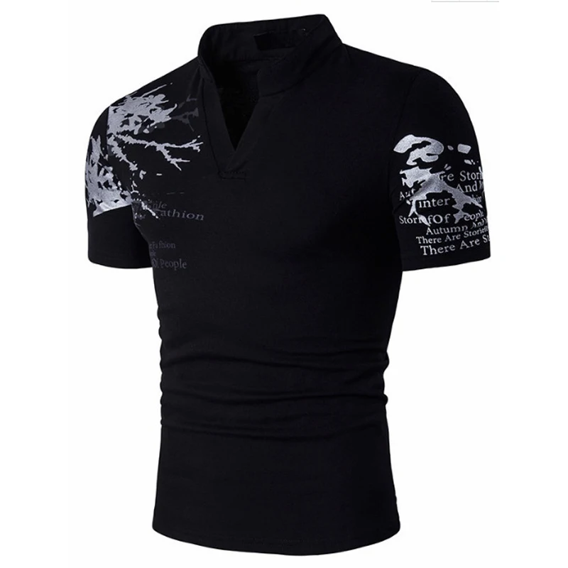 Футболка мужская приталенная с коротким рукавом Повседневный пуловер принтом