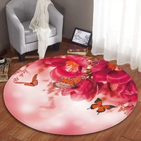 butterfly printed round rugs living room carpet flannel non slip bedroom children game yoga office computer chair floor mats