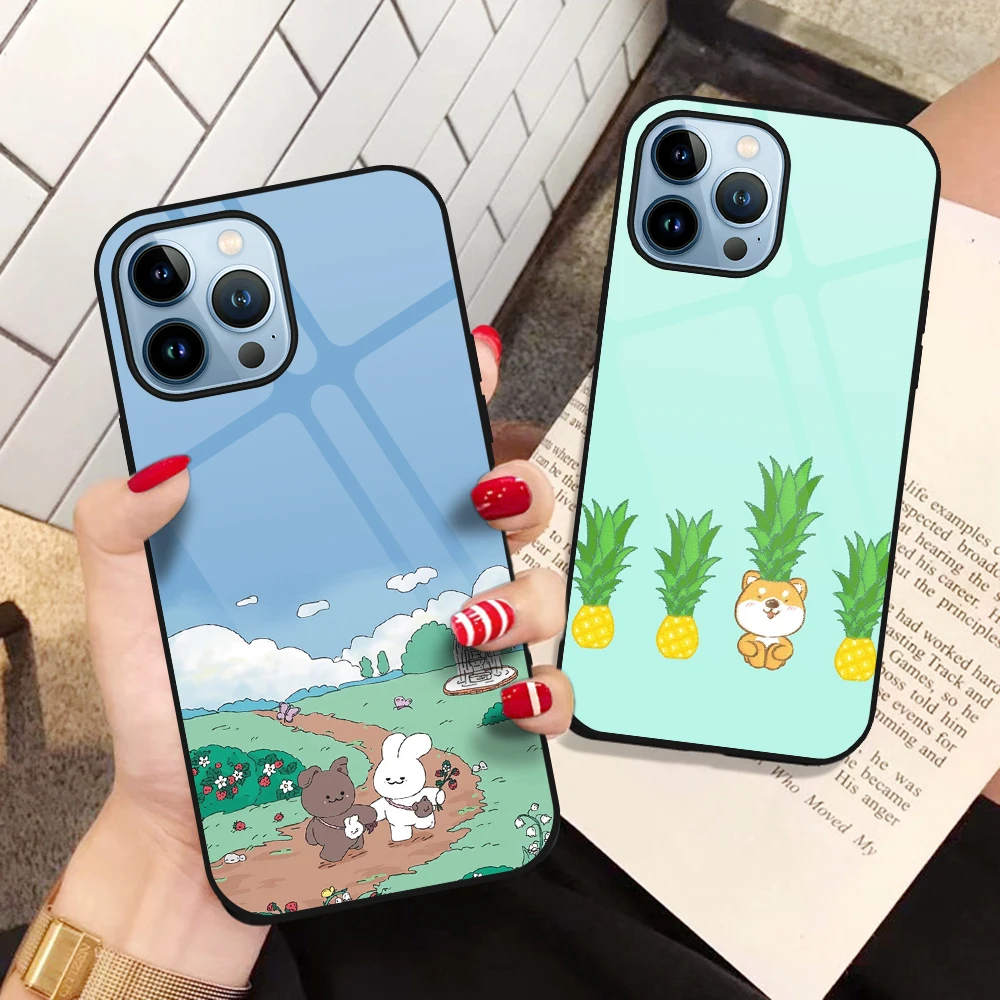 

Tempered Glass Cute Corgi Dog Case for iPhone 14 13 12 11 Pro Max Mini Fundas for iPhone XS XR X 7 8 6S Plus SE 2022 Capas