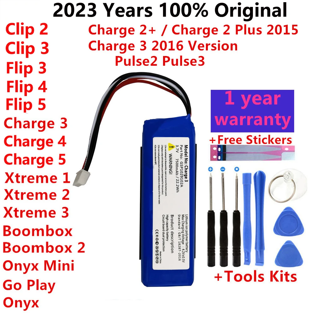 2023 Original Speaker Battery For Harman Kardon Go Play Onyx Mini For JBL Charge 3 2 Plus 2016 Version Flip Pulse Xtreme 2 3 4 5