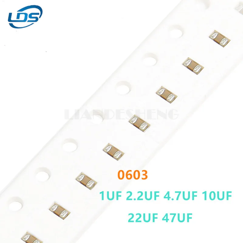 

100pcs SMD Ceramic Capacitor 0603 1uF 2.2uF 3.3uF 4.7uF 10uF 47uF