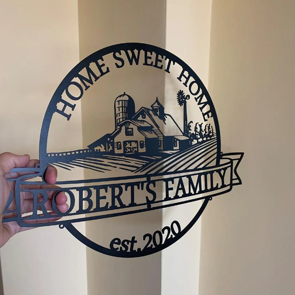 Милый домашний СЕМЕЙНЫЙ Знак персонализированный знак фамилия металлическая