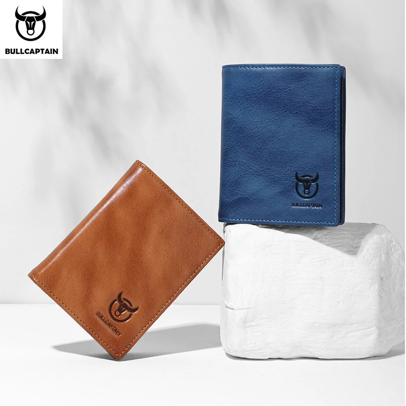 BULLCAPTAIN New 100% Leather Men's Wallet High Quality Product Leather Men's Wallet Multifunctional Card Slot Short Wallet QB017