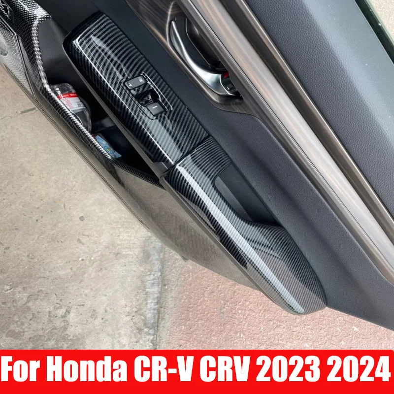 

Для Honda CRV CR-V 2023 2024 ABS carbonfiber переключатель кнопки переключения крышки подлокотника двери подлокотника панели рамы аксессуары для интерьера