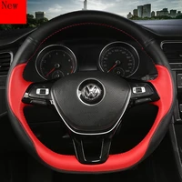 2021 new high quality diy hand stitched leather suede car steering wheel cover for volkswagen magotan b8 b6 car accessories