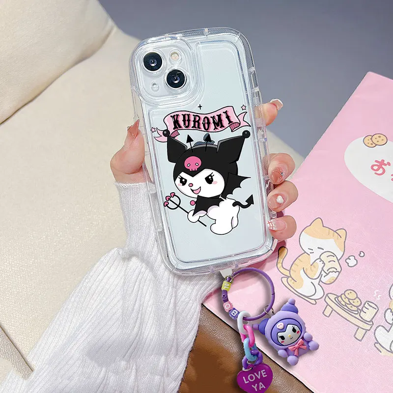 Чехол из ТПУ с подвеской 3D Kuromi для Huawei Nova 5T Y9S Y70 P30 Y9 Prime 10 11 SE 9 8 7 7i 8i Y90 P40 Lite Mate 50 60 Pro