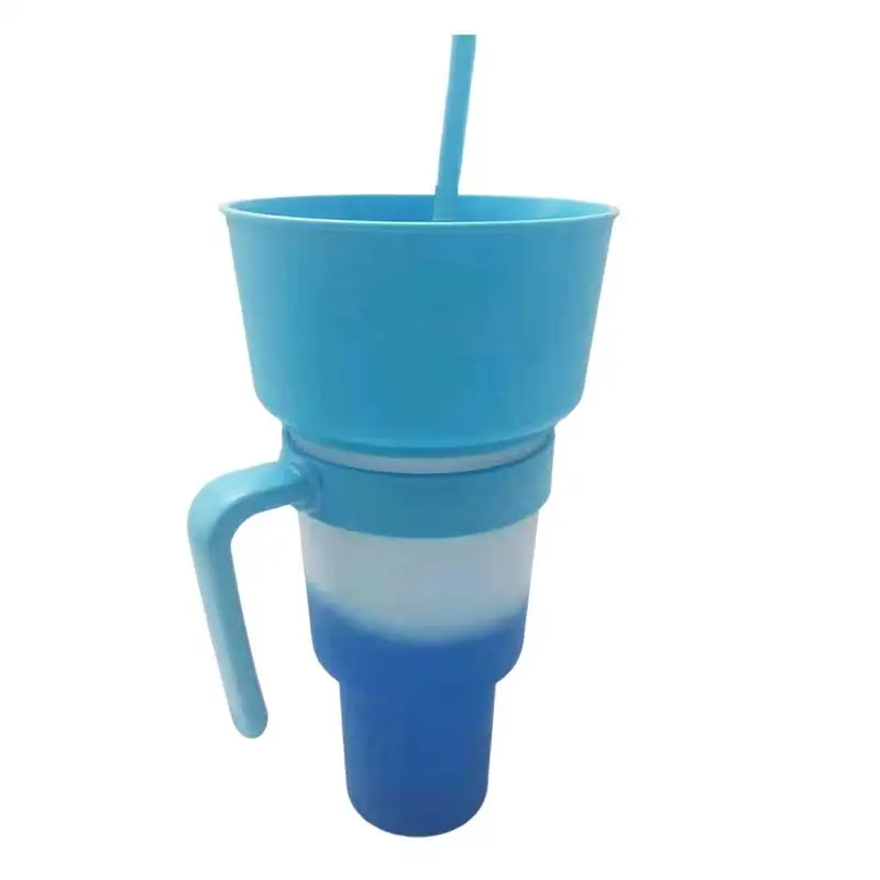 

Чашка для напитков с чашкой для закусок 2 в 1 чашка комбинированная для напитков чаша для закусок герметичная портативная дорожная чашка для стадиона с изменением цвета