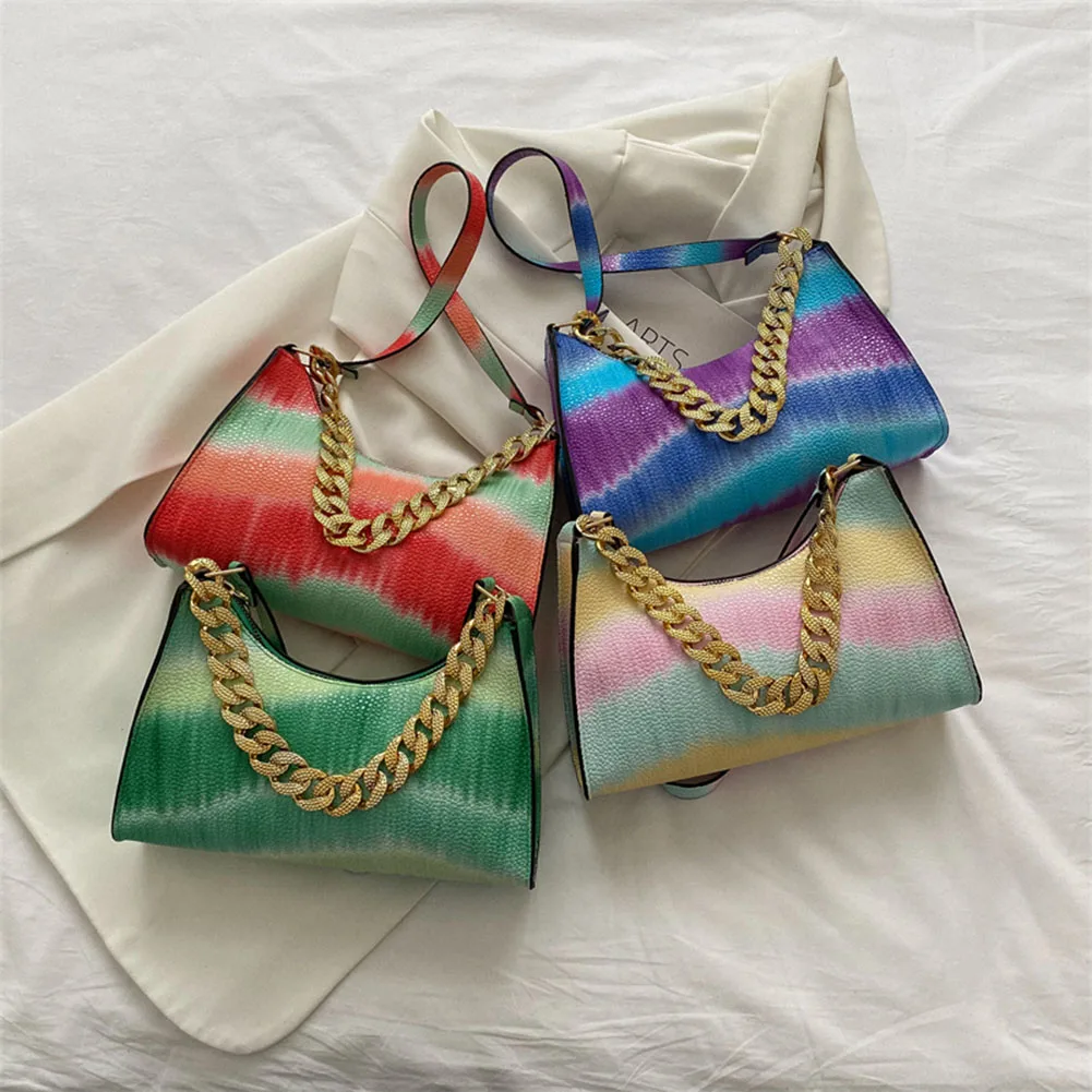 

Fashion Gradient Color Shoulder Bag Women Leather Chain Underarm Purse Handbags for Outdoor Shopping Business