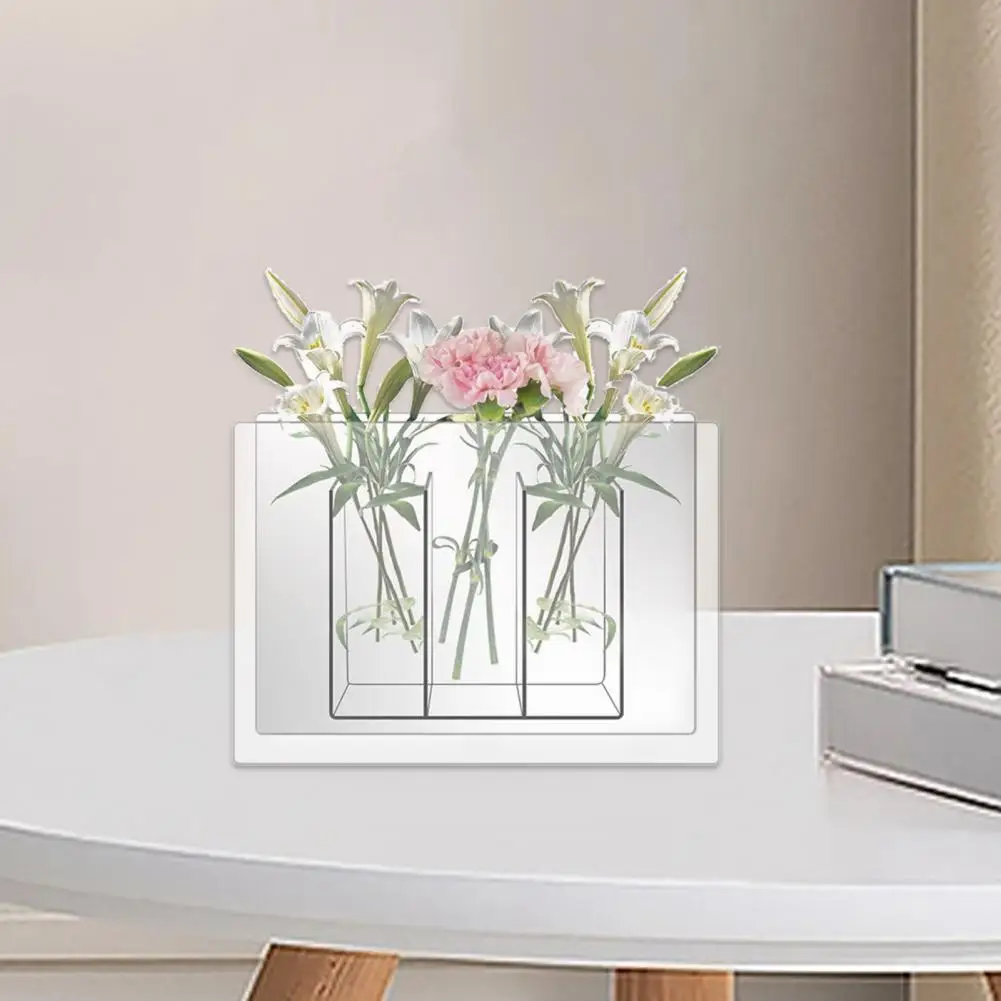 

Большая ваза для растений, акриловая Настольная Ваза, креативный многоцелевой Настольный контейнер для цветов с 3 ячейками, Декор