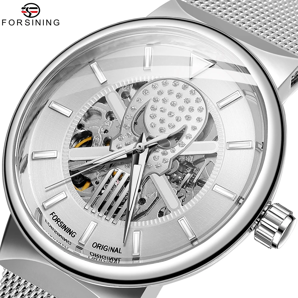 Forsining 8262 Пара Часы с Черепом Светящиеся Автоматические Механические Мужские