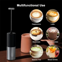 portable rechargeable electric milk frother foam maker handheld foamer high speeds drink mixer frothing wand for coffee
