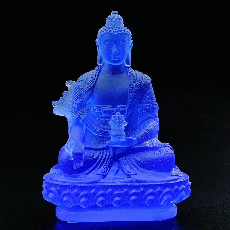 

Blue Color Bhaisajyaguru Art Glass Crystal Sculpture Statue