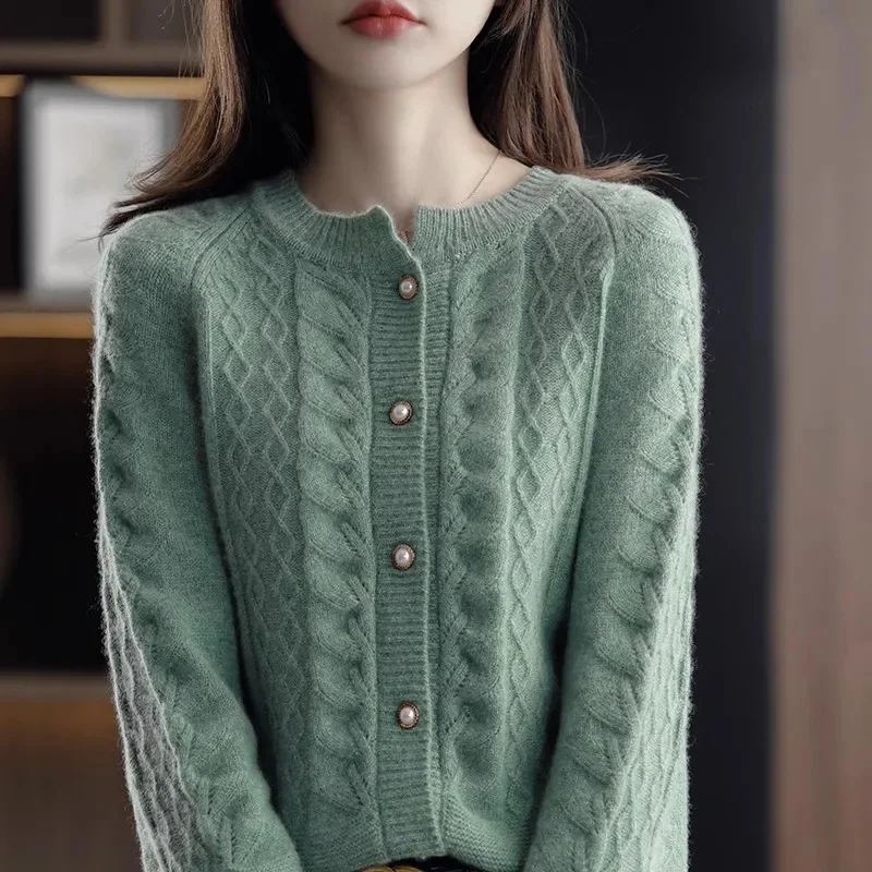 Вязаный кардиган с длинными рукавами для ранней осени новинка 2024 свободный