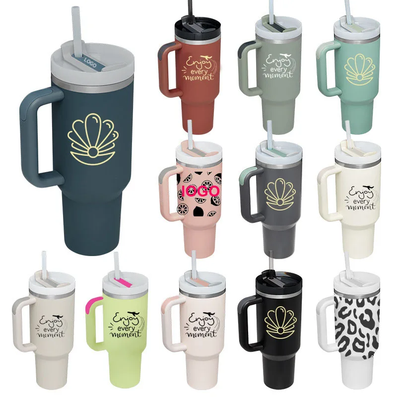 40 oz. With Logo Stainless Steel Thermos Handle Water Glass 
