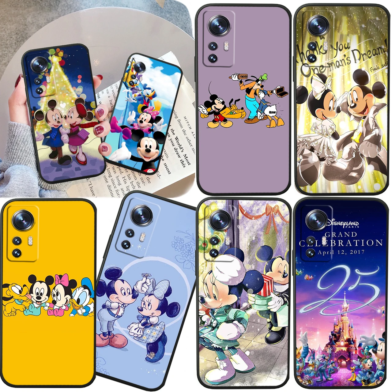 

Cute Disney Mickey Minnie For Xiaomi Mi 13 12T 11X 10T Note 10 Ultra Pro Lite 5G Soft Silicone Black Phone Case