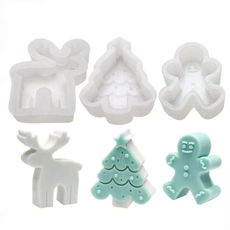 

Christmas Silicone Molds for Baking Jelly Soap, Candy Cane, Gingerbread Men Chocolate Candy Mold, Christmas Tree