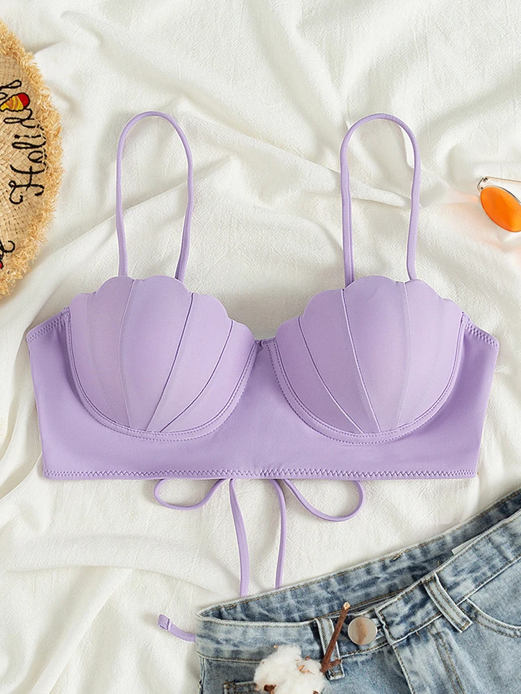 

Bikini Tops Swimsuit Women 2023 New Solid Push Up Swimwear Lace Up Bikinis Sexy Bathing Suits Female Brazilian Swim Beach Summer