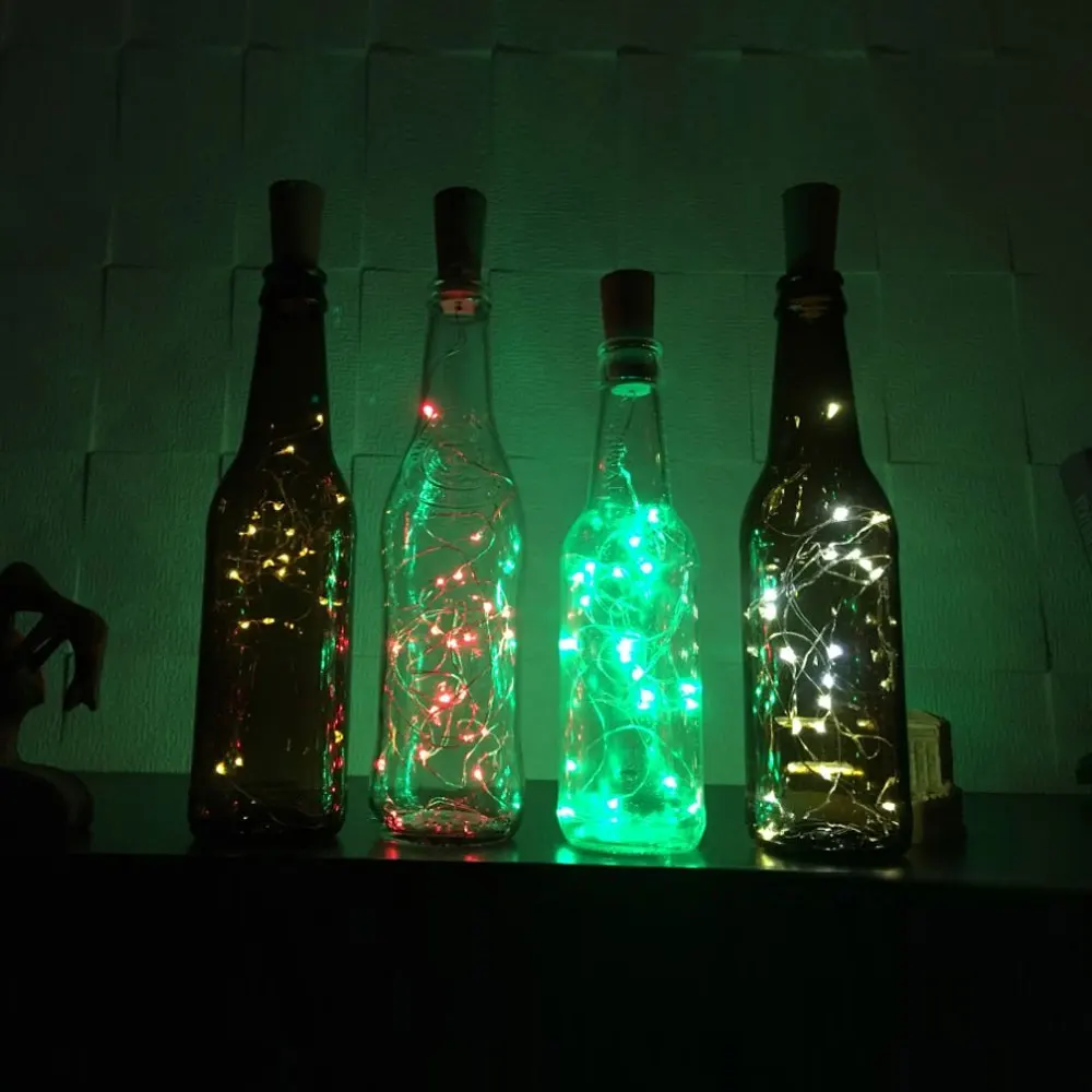 10LED 15LED 20LED 1M/1 5M/2M Солнечная светодиодная пробка для бутылки вина медная гирлянда