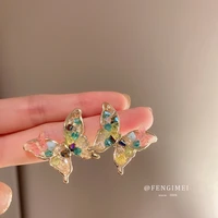 925 silver needle sweet color crystal butterfly earrings temperament design earrings new personality earrings for women