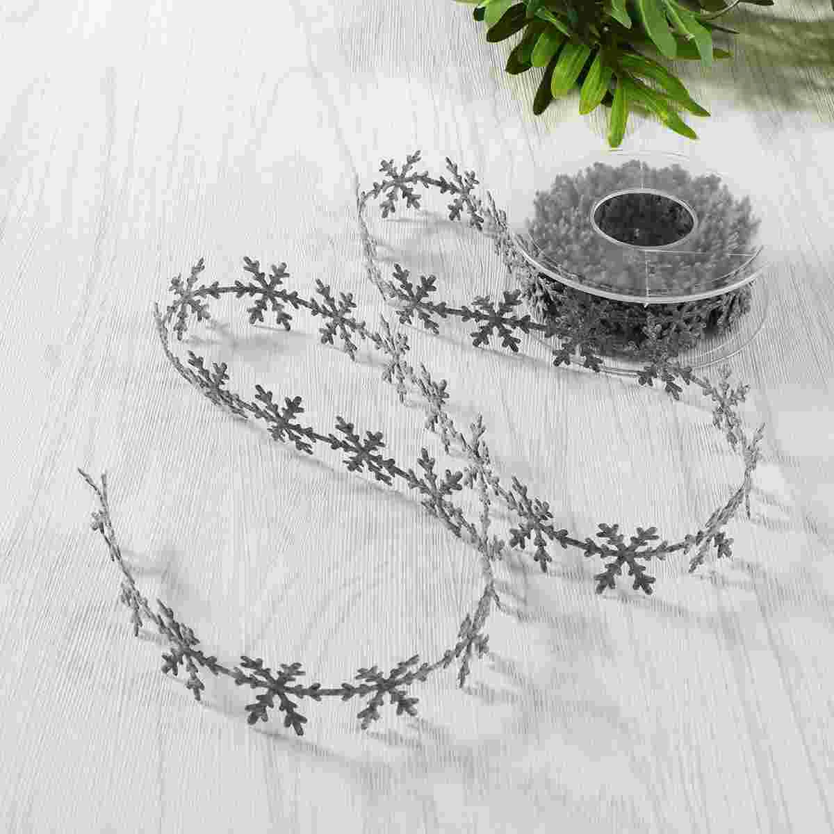 

Ribbon Snowflake Christmas Trim Tree Wrapping Lace Wired Glitter Decorations Decorative Craft Bows Gift