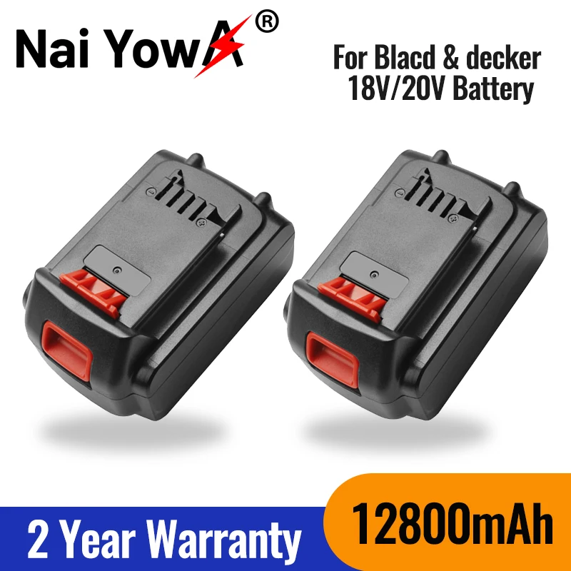

Batterie 100% Li-ion Rechargeable 20V 12.8Ah pour remplacement d'outils électriques BLACK & DECKER LB20 LBX20 LBXR20