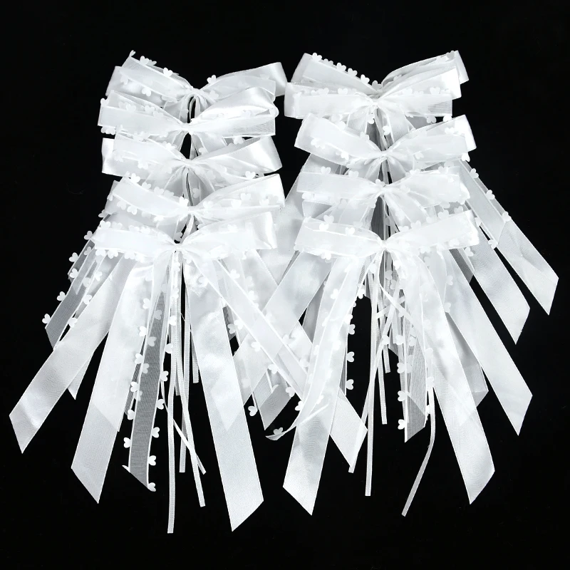 

10pcs White Bows Ribbon Wedding Car Decoration Jewelry Gift Wrap Ribbon Bows Ribbons Birthday Party Chairs Bowknots Decor Supply