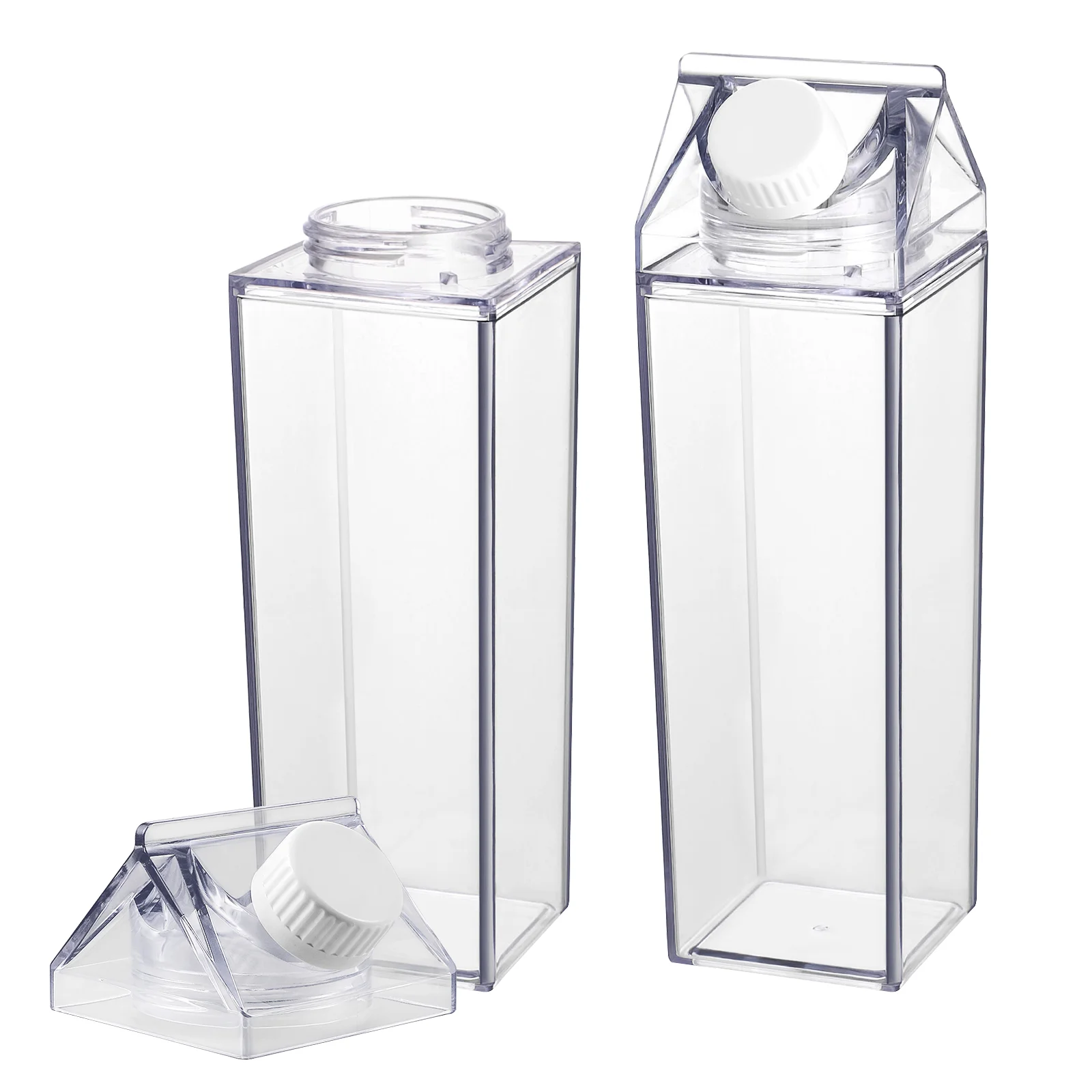

Cabilock 2pcs Clear Plastic Bottles 500ML Airtight Water Container Drink Bottle for Sports Camping Travel