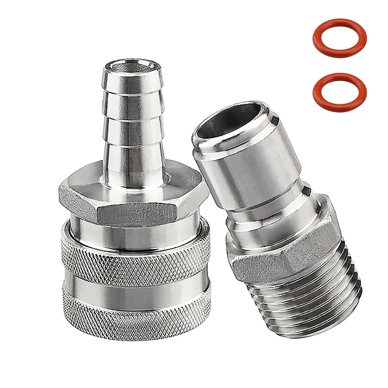 

Home Brew 1/2"NPT Beer Quick Disconnect Set 304 Stainless Steel 1/2 " Barb Quick Disconnect Kit Moonshine Fitting Connectors