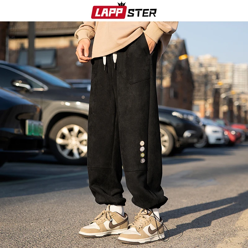 

LAPPSTER Y2k Chamois Baggy Joggers Pants 2023 Harajuku Black Vintage Sweatpants Korean Fashions Casual Stacked Harem Pants 5XL