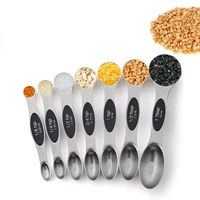7 pcs measuring spoon set stainless steel magnetic nesting dual sided spoon for liquid and dry food kitchen supply 7 pack