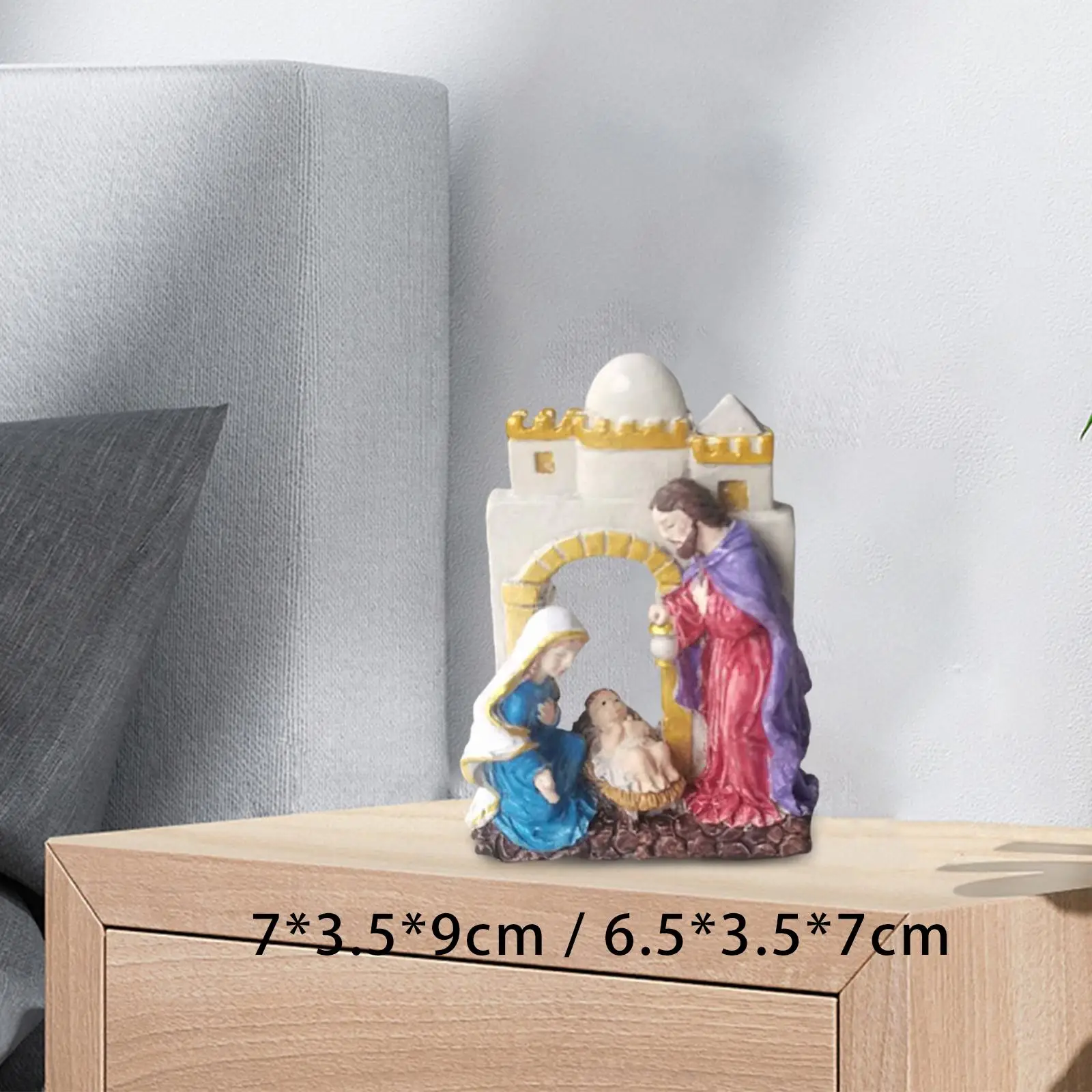 

Hand Painted Holy Family Figurine Nativity Scene for Holiday Church Decor