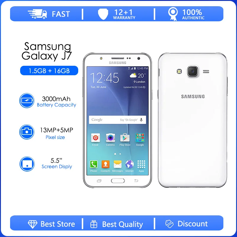 Samsung Galaxy J7 J700F Refurbished-Unlocked Dual Sim Card Cell Phone 5.5 LCD screen WLAN 4G Octa-core 3000 mAh Free Shipping