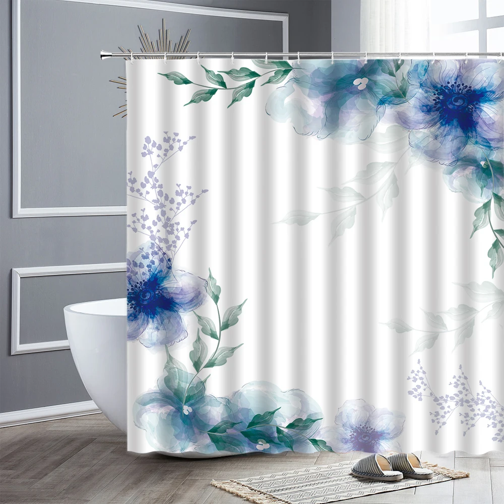 

Shower Curtain Set Purple Lavender Pink Rose Simple Flowes Bathroom Decor Polyester Curtains Photography Background Cloth