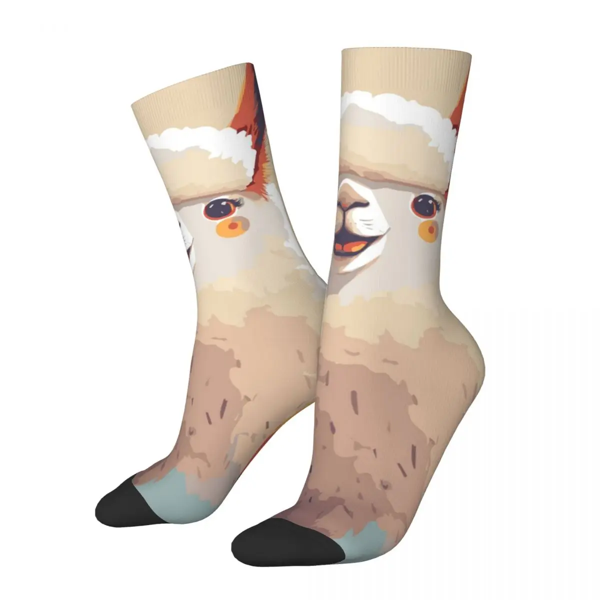 

Funny Happy Men's Compression Socks Cute Alpaca Retro Harajuku Cute Alpaca Hip Hop Novelty Seamless Crew Crazy Sock Gift Printed