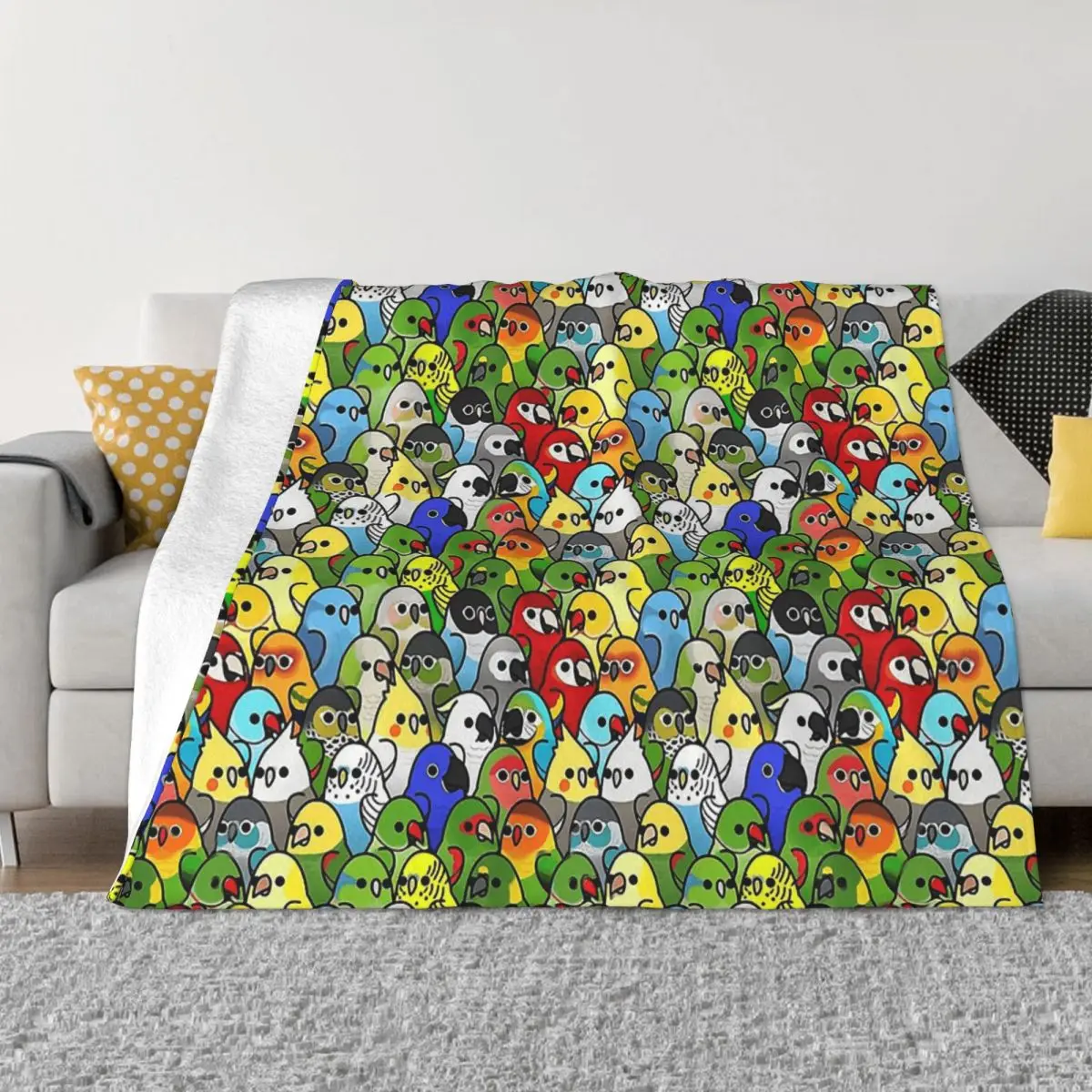 

Parrot Bird Blanket Flannel Decoration Too Many Squad Portable Home Bedspread