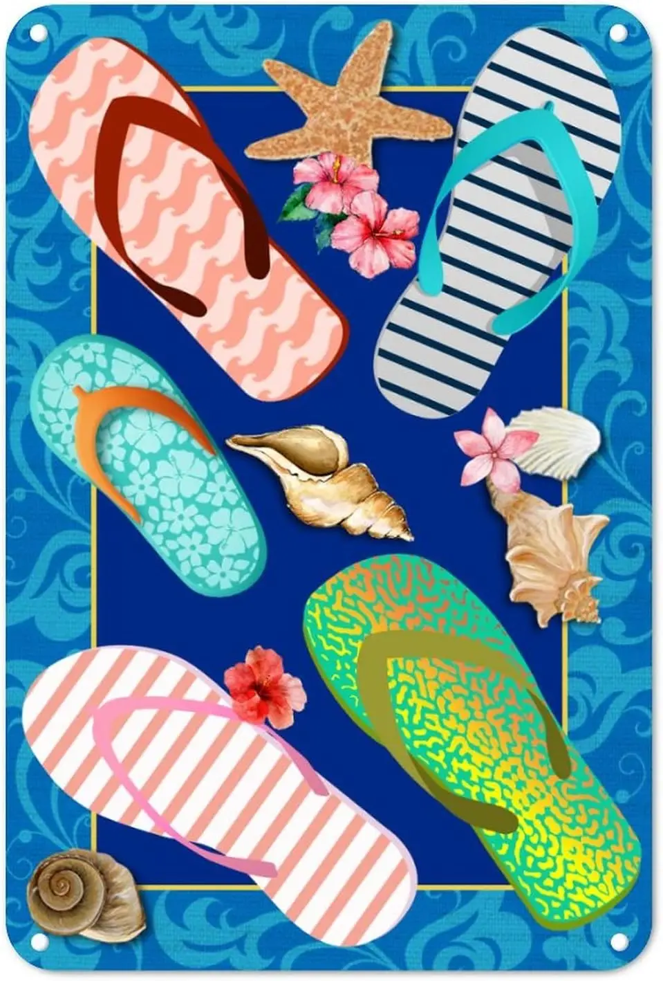 Flp Flops Metl Sgn Costl Nutcl Tn 128n Wndproof Esy Mount Rustc Wll Decorn для дома Br Pub Ktchen Grge