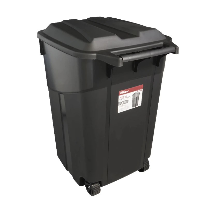 

45 Gallon Wheeled Outdoor Trash Can, Black