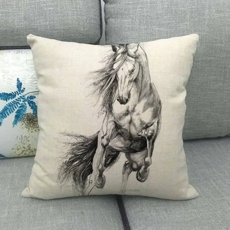 Винтажные плюшевые наволочки с головой лошади 40x40/45x45/50x50/60x60 см