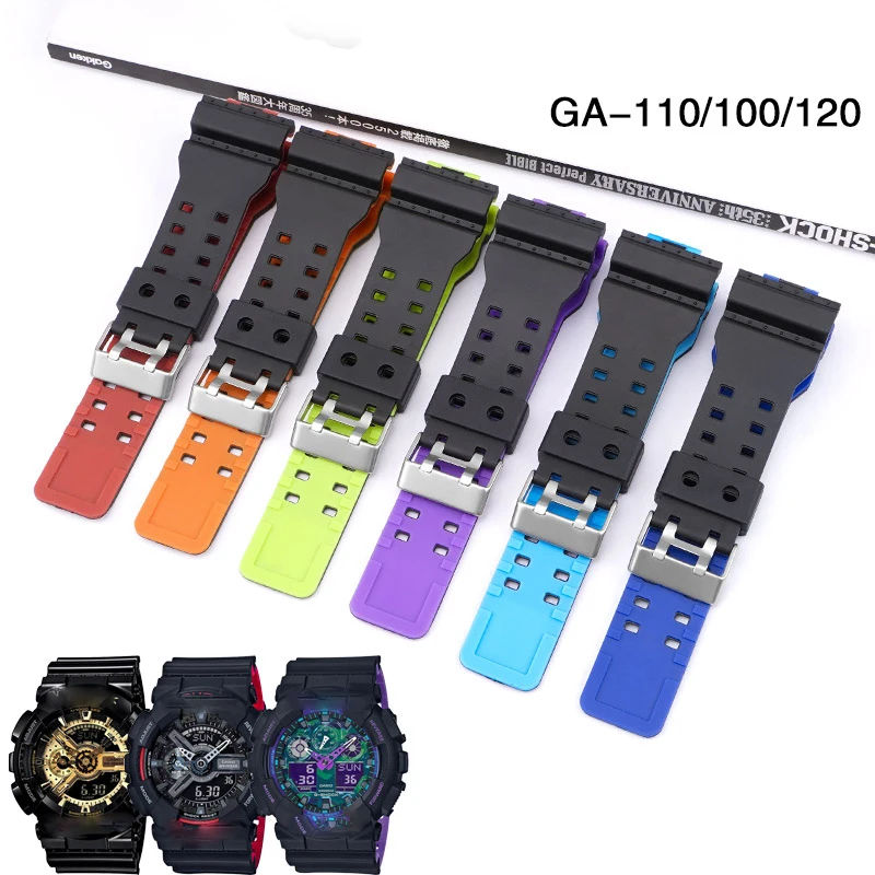 

Resin for Casio GA-100/110 GD-100/120 GLS-100 G-8900/GW-8900 Matte Sport Waterproof Watchband bracelet 16mm Double Color Strap